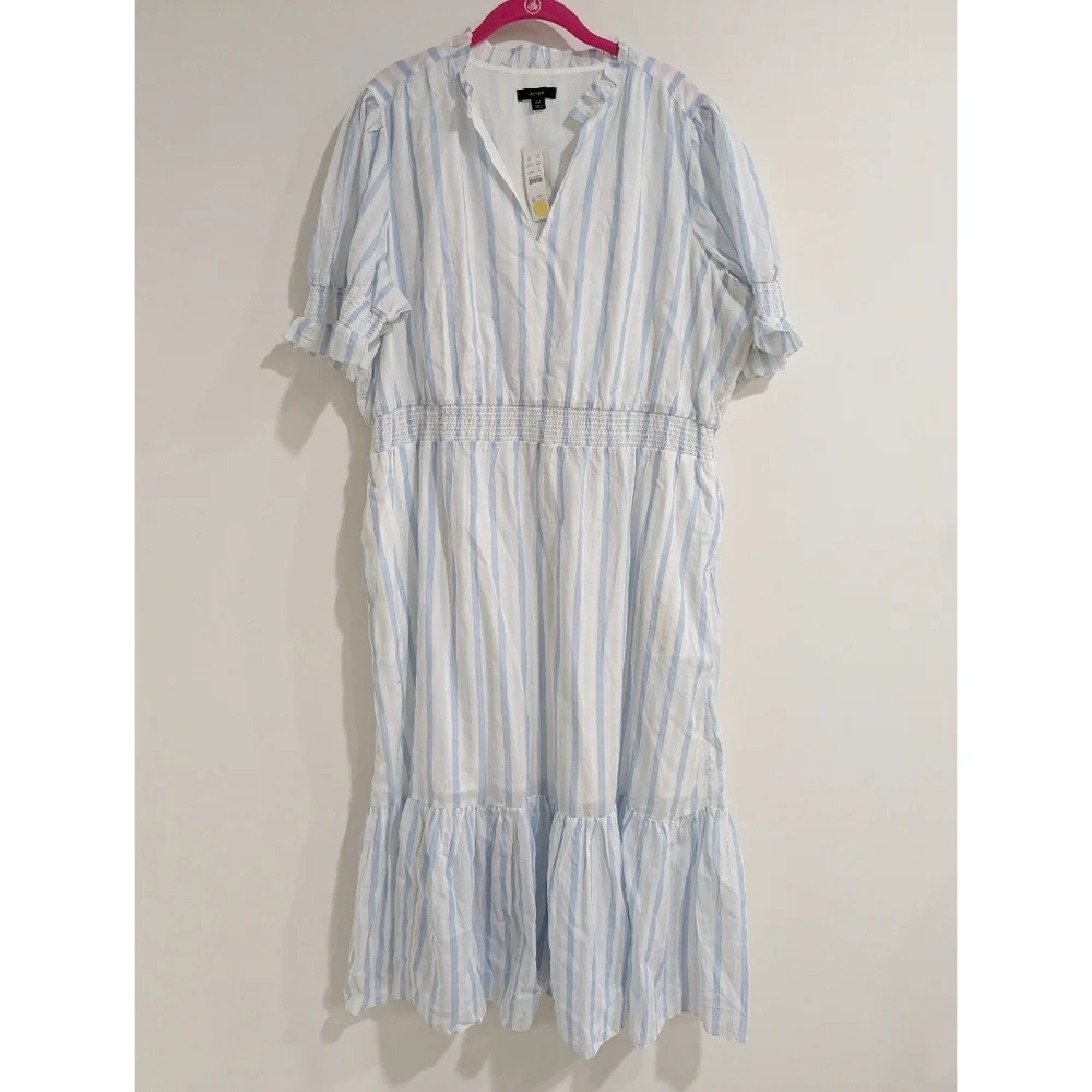 J. Crew Striped Tiered Midi Dress